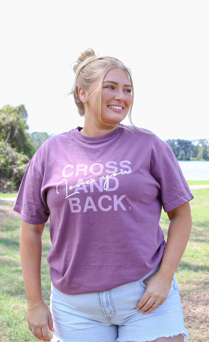 Love You To The Cross Purple Tee
