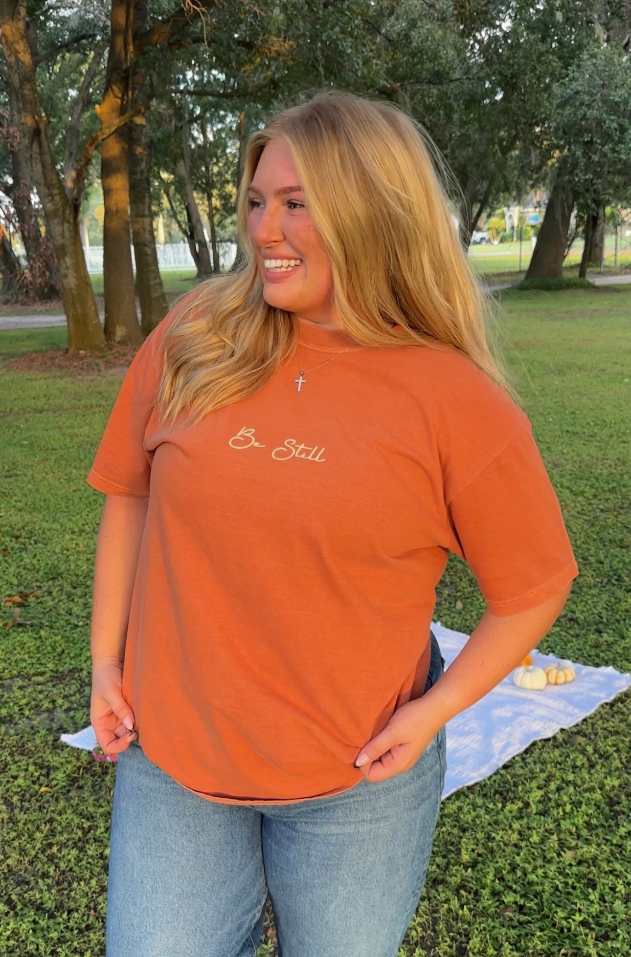 Be Still Tee- limited edition pumpkin color