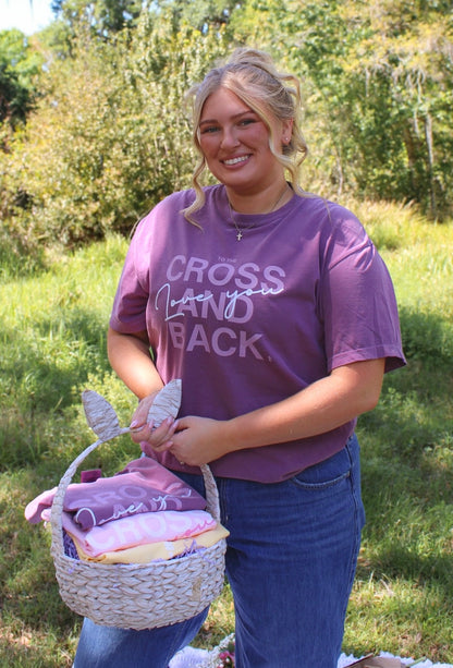 Love You To The Cross Purple Tee