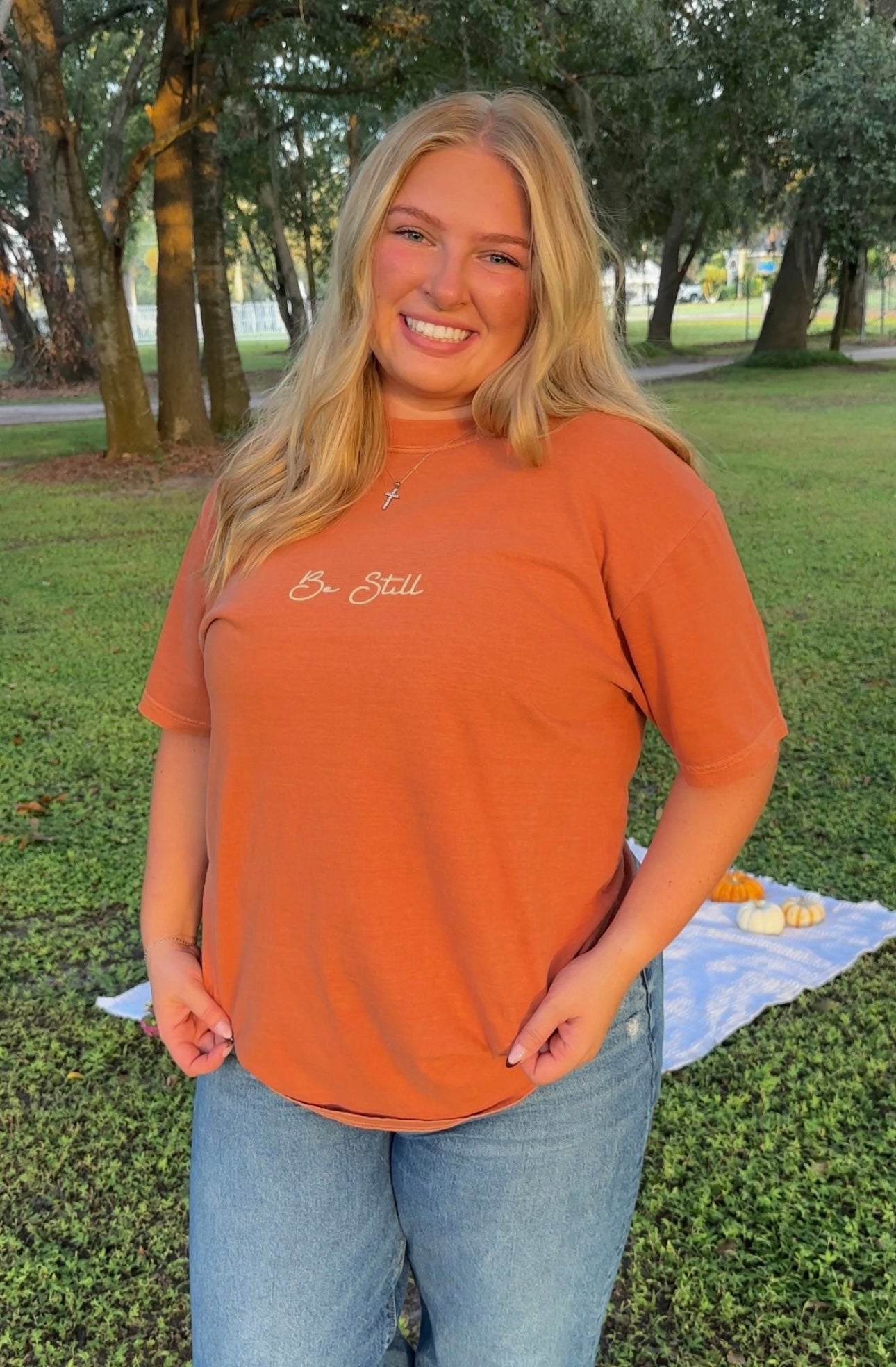 Be Still Tee- limited edition pumpkin color